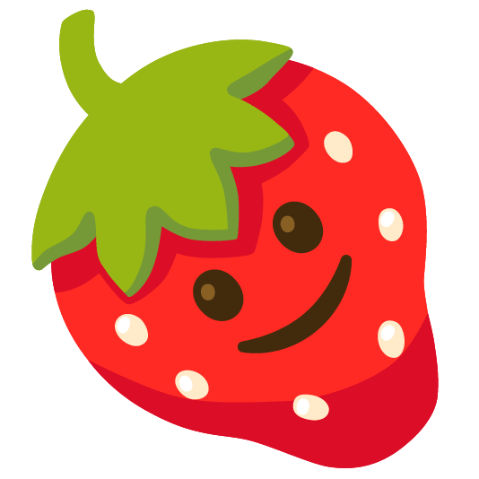 strawberry slightly smiling face