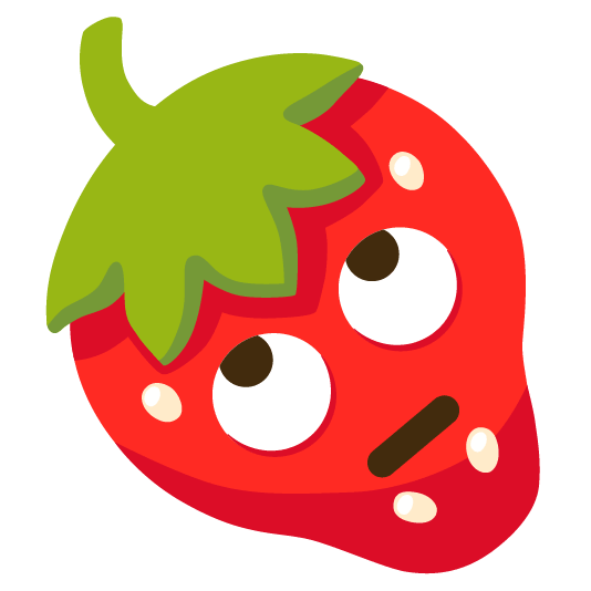 strawberry face with rolling eyes