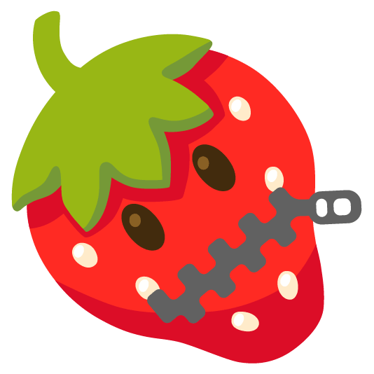 strawberry zipper mouth face