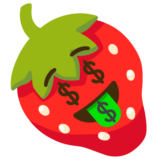 strawberry money mouth face