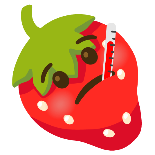 strawberry face with thermometer