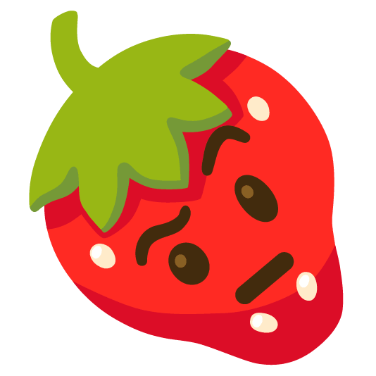 strawberry face with raised eyebrow