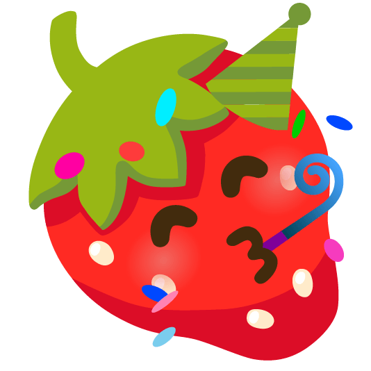 strawberry partying face