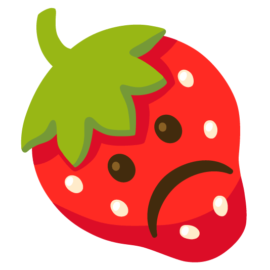 strawberry white frowning face