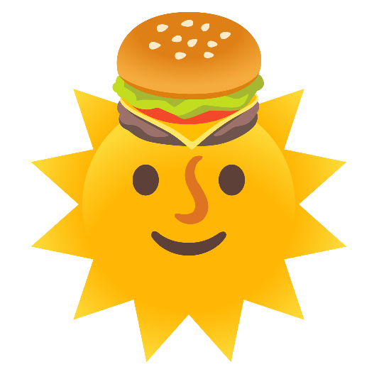hamburger sun with face
