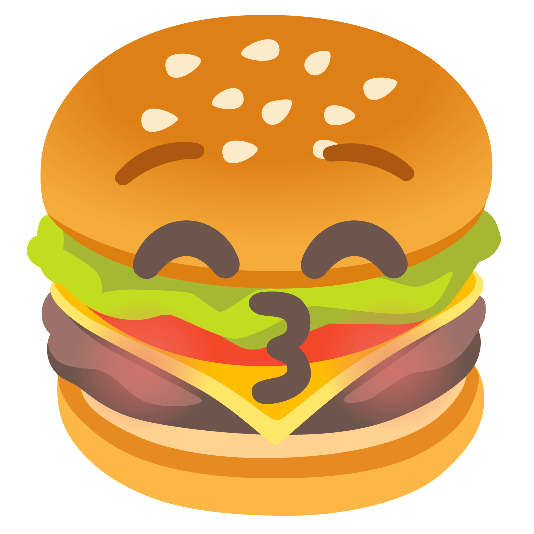 hamburger kissing closed eyes
