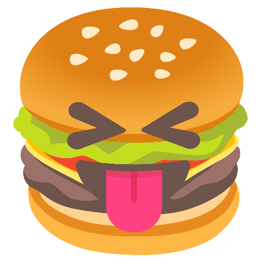 hamburger stuck out tongue closed eyes