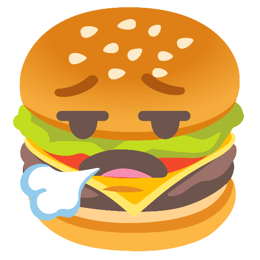 hamburger face exhaling