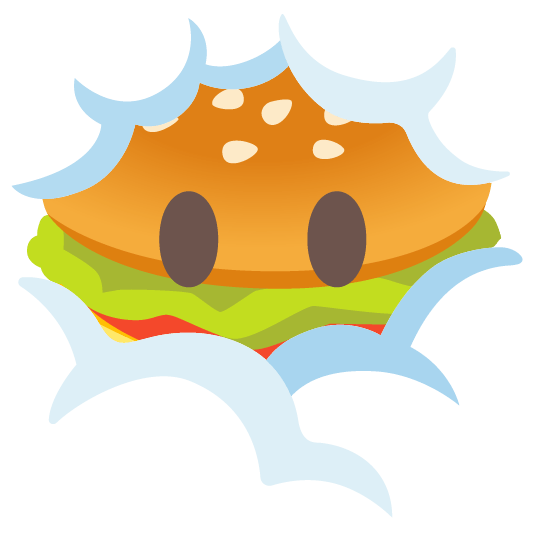hamburger face in clouds