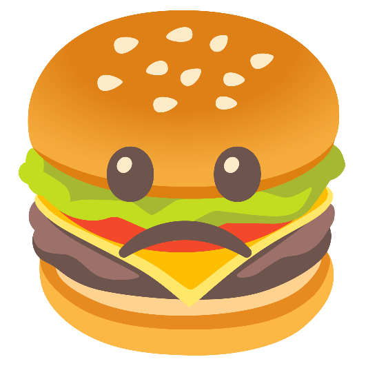 hamburger slightly frowning face