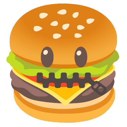 hamburger zipper mouth face