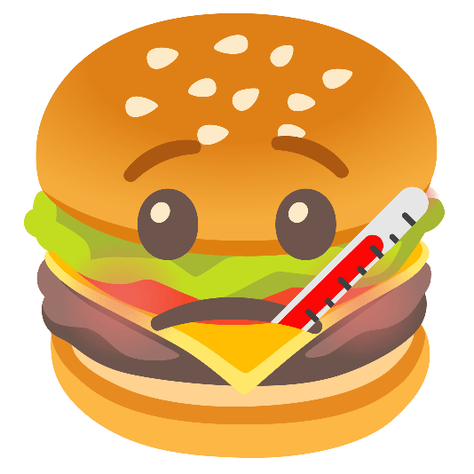 hamburger face with thermometer