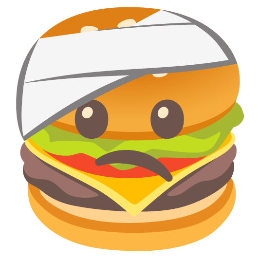 hamburger face with head bandage