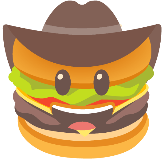hamburger face with cowboy hat