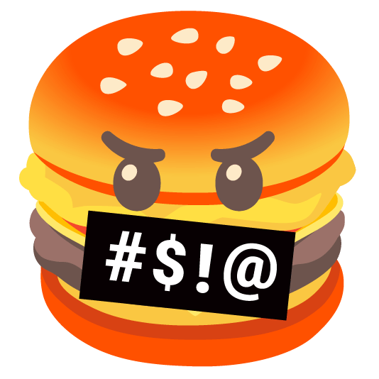 hamburger face with symbols on mouth