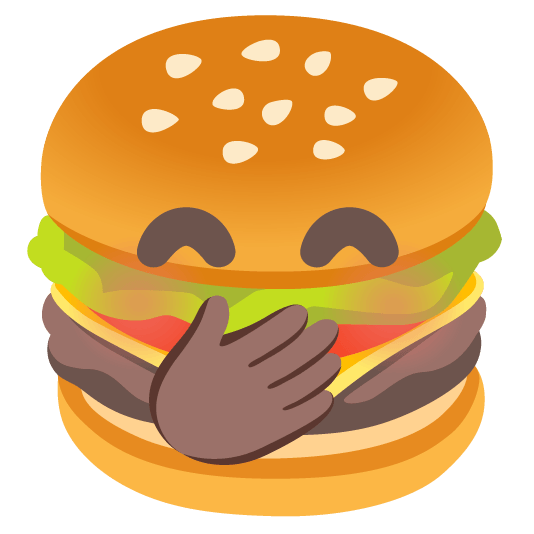 hamburger face with hand over mouth