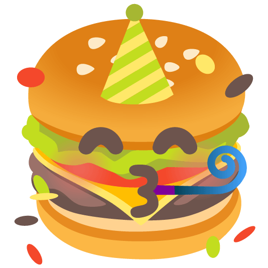 hamburger partying face