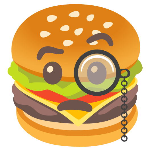 hamburger face with monocle