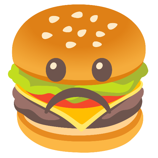 hamburger white frowning face
