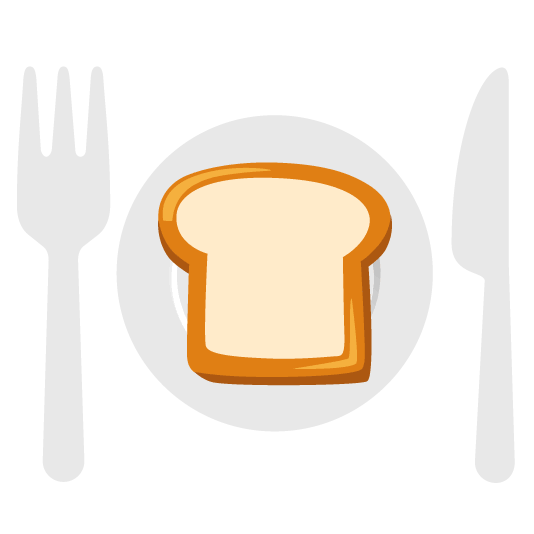 bread knife fork plate