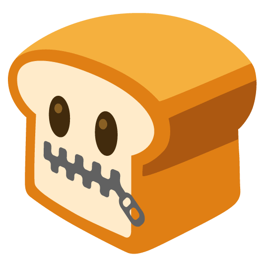 bread zipper mouth face