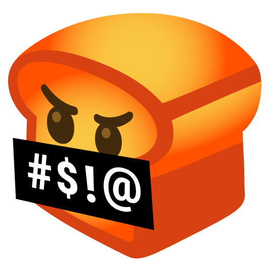 bread face with symbols on mouth