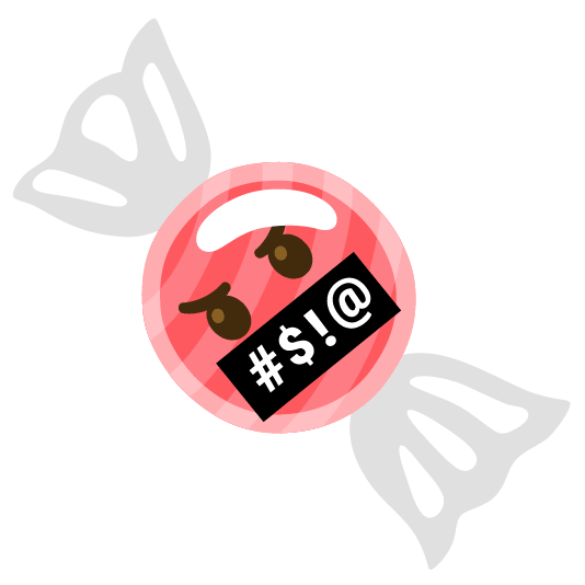 candy face with symbols on mouth