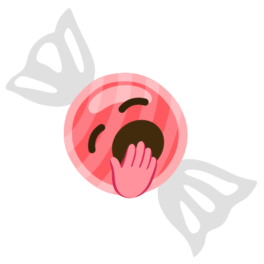 candy yawning face