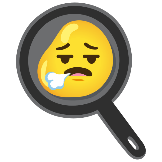 fried egg face exhaling