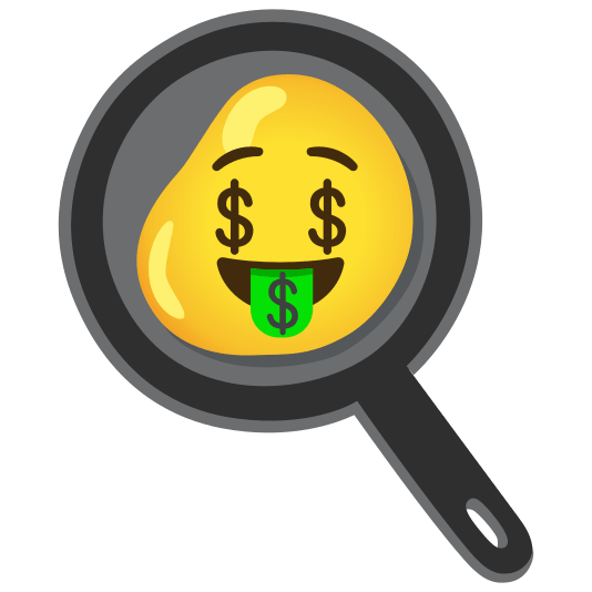 fried egg money mouth face