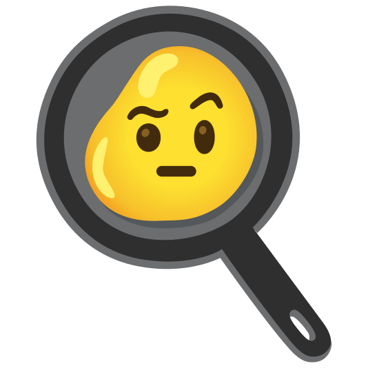 fried egg face with raised eyebrow