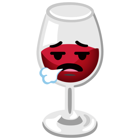 wine glass face exhaling