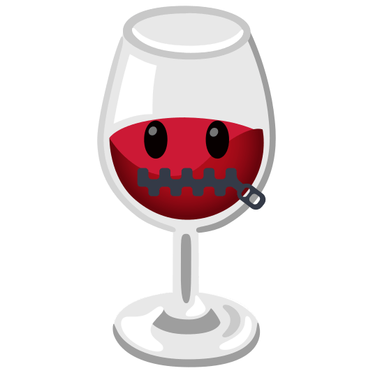 wine glass zipper mouth face