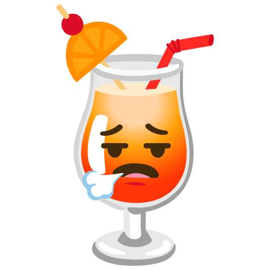 tropical drink face exhaling