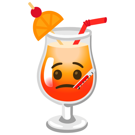 tropical drink face with thermometer