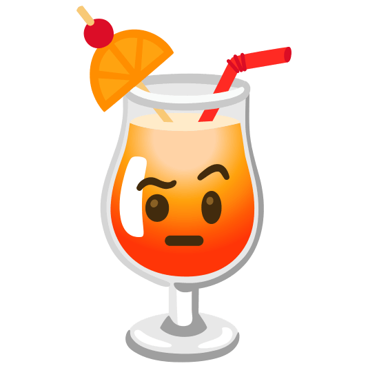 tropical drink face with raised eyebrow