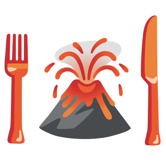 knife fork plate volcano