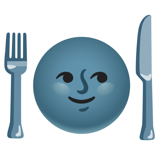knife fork plate new moon with face