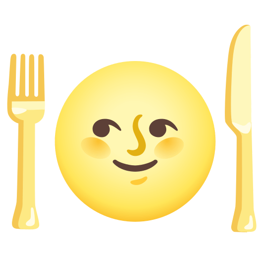 knife fork plate full moon with face