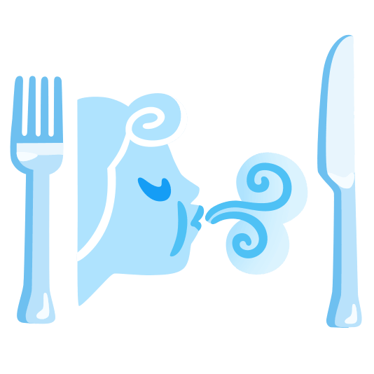 knife fork plate wind blowing face