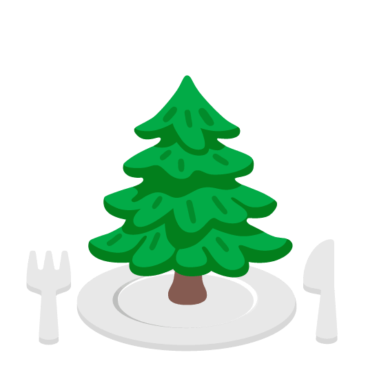 knife fork plate evergreen tree
