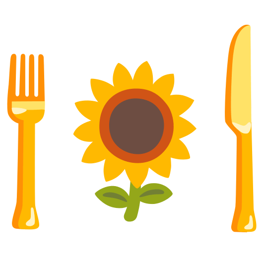 knife fork plate sunflower