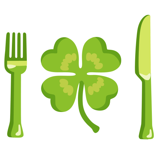 knife fork plate four leaf clover