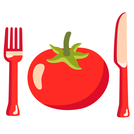 knife fork plate tomato