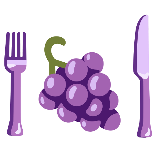 knife fork plate grapes