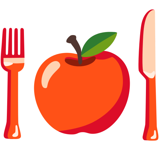 knife fork plate apple