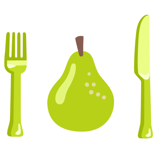knife fork plate pear