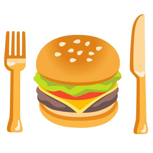 knife fork plate hamburger