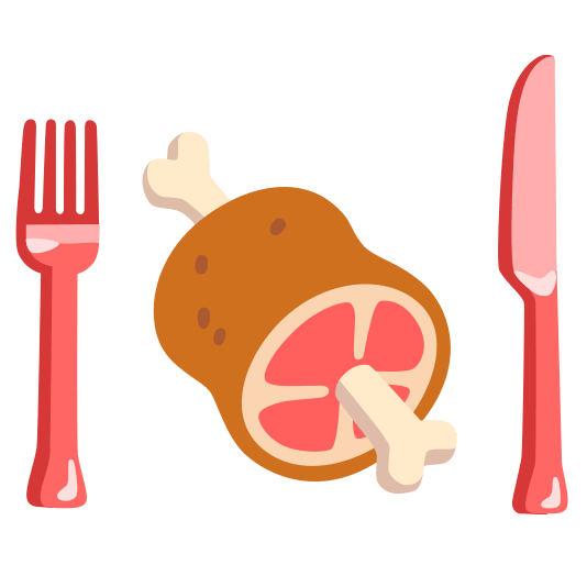 knife fork plate meat on bone