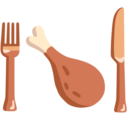 knife fork plate poultry leg